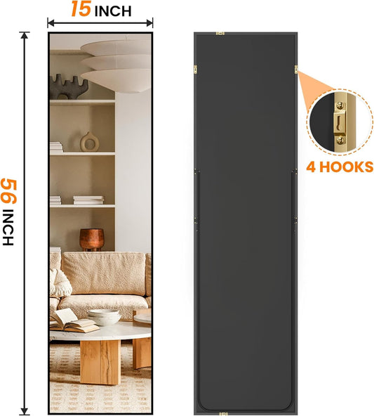 56 Inch Full Length Floor Mirror Black For Bedroom Living Room