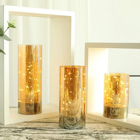 6/8/10inch High Battery Glass Decorative Lights(Set of 3)
