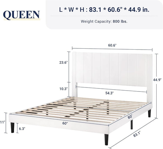 Queen Velvet Upholstered Bed Frame With Tufted Headboard