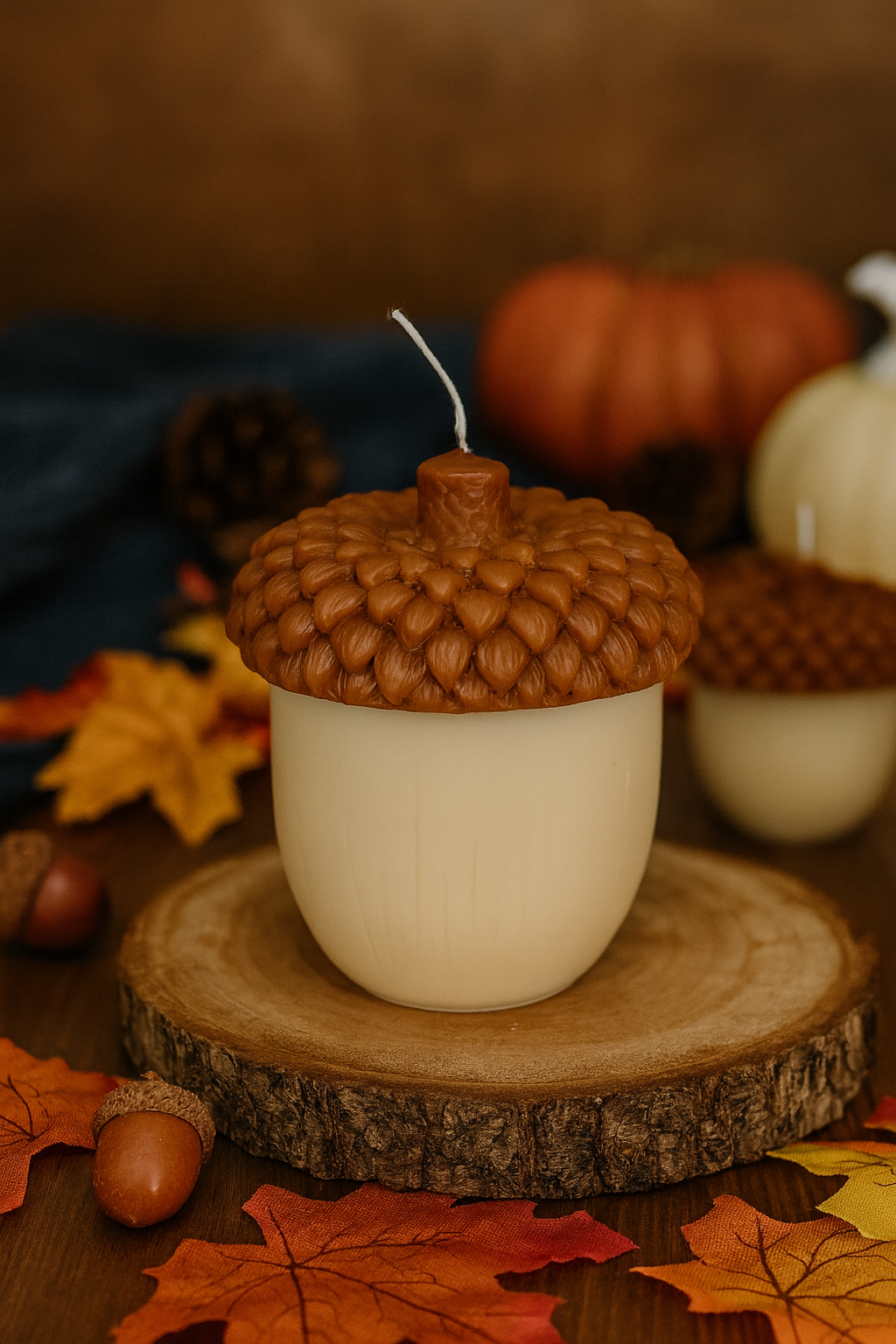 Handmade Acorn Candle – Fall Decor or Seasonal Gift