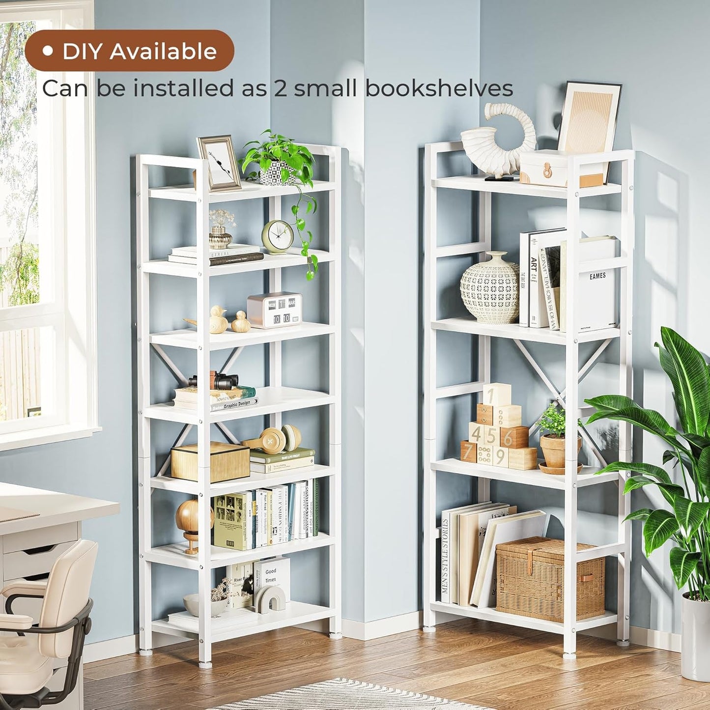 White 11 Shelf Open Display Bookcase For Home Office