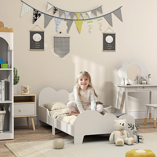 Cloud-Themed Toddler Bed Frame with Safety Rails, 143.5 x 74.5 x 56cm
