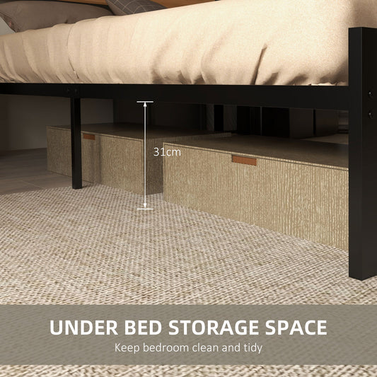 Industrial Double Bed Frame with Under-Bed Storage - Rustic Brown