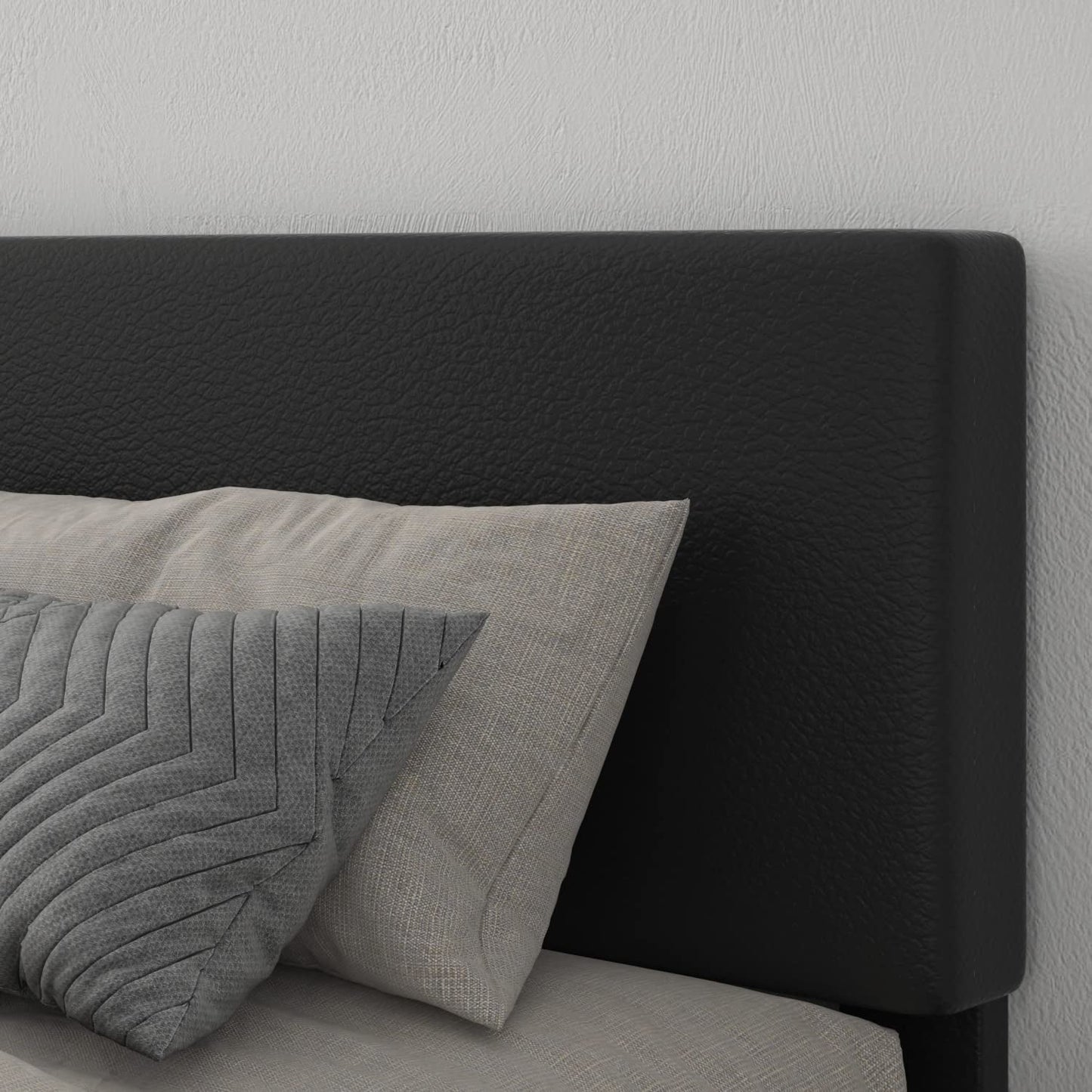 King Size Upholstered Platform Bed Frame With Adjustable Headboard