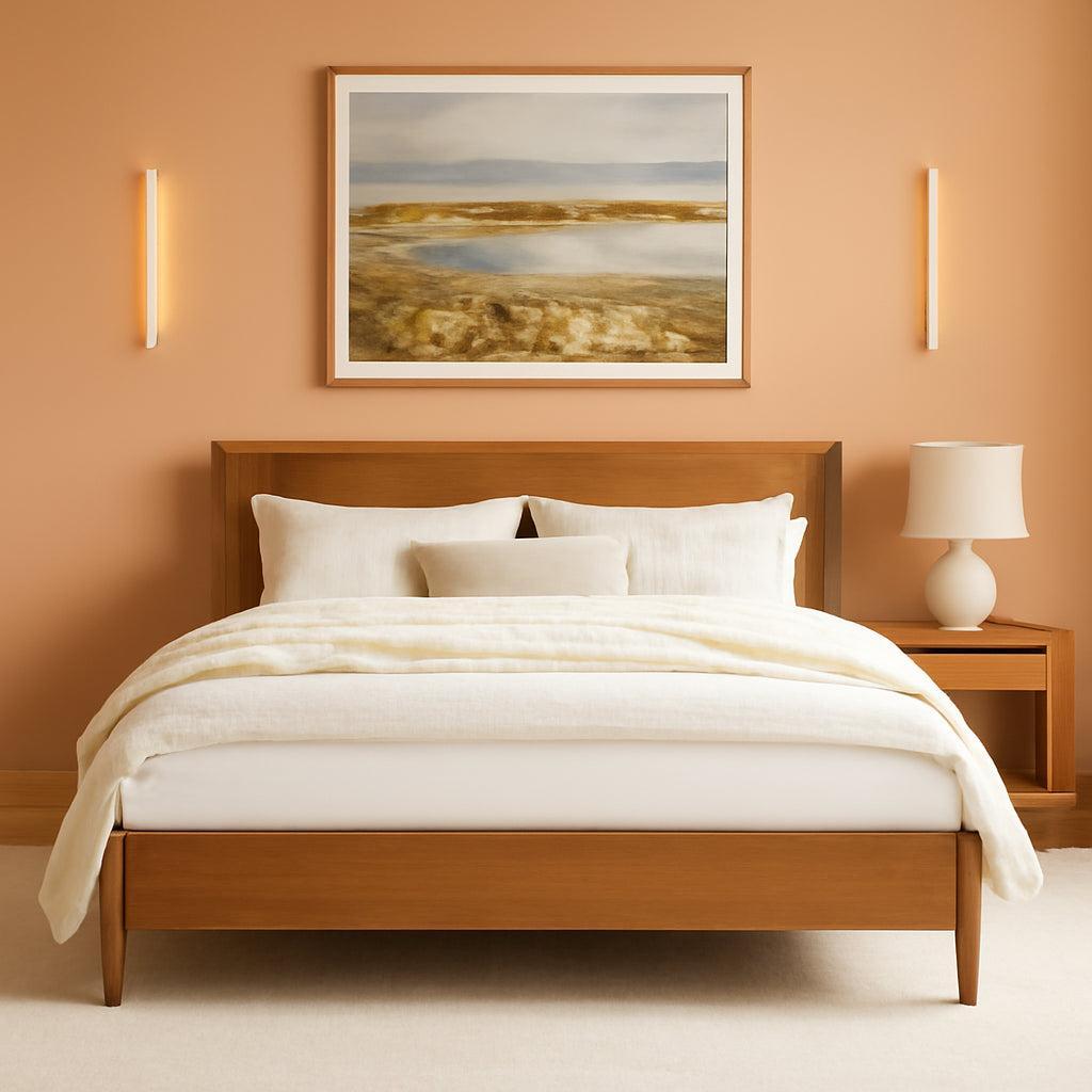 King Size Acacia Wood Platform Bed Frame With Headboard