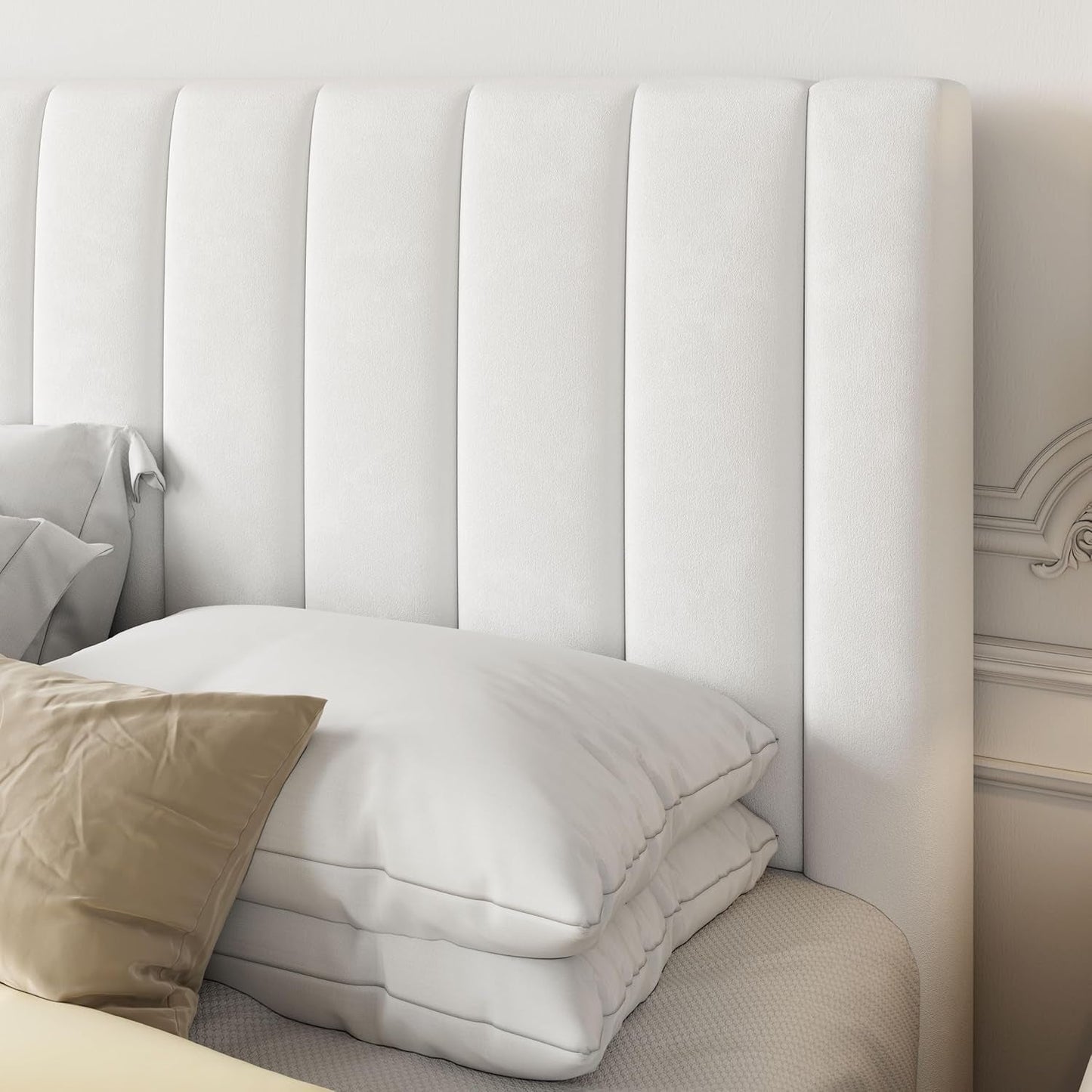 Queen Velvet Upholstered Bed Frame With Tufted Headboard