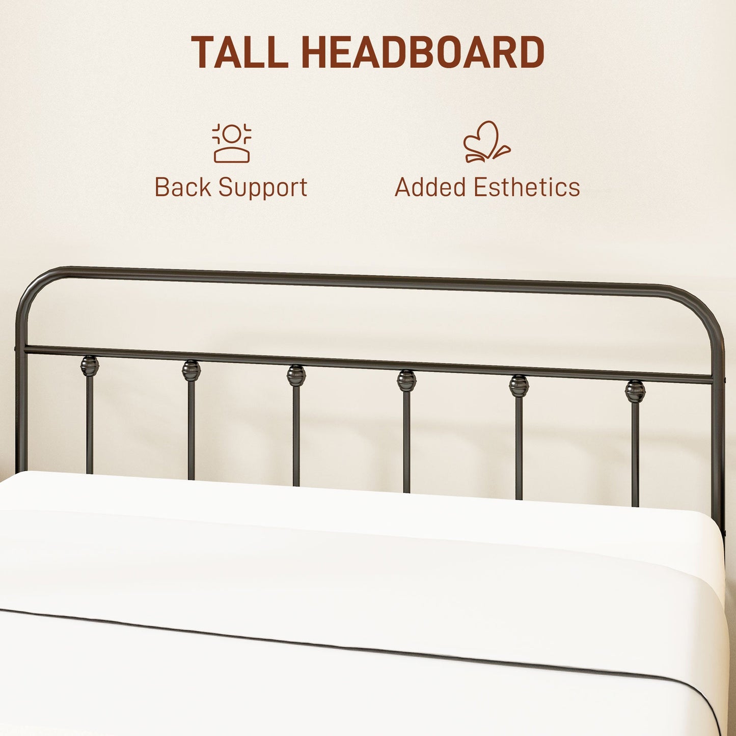 King Size Minimalistic Metal Bed Frame - Durable Black Steel