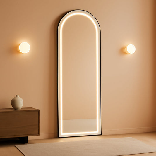 Arched Full Length Floor Mirror With LED Lights 59.8 Inch