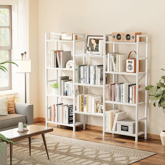 White 11 Shelf Open Display Bookcase For Home Office