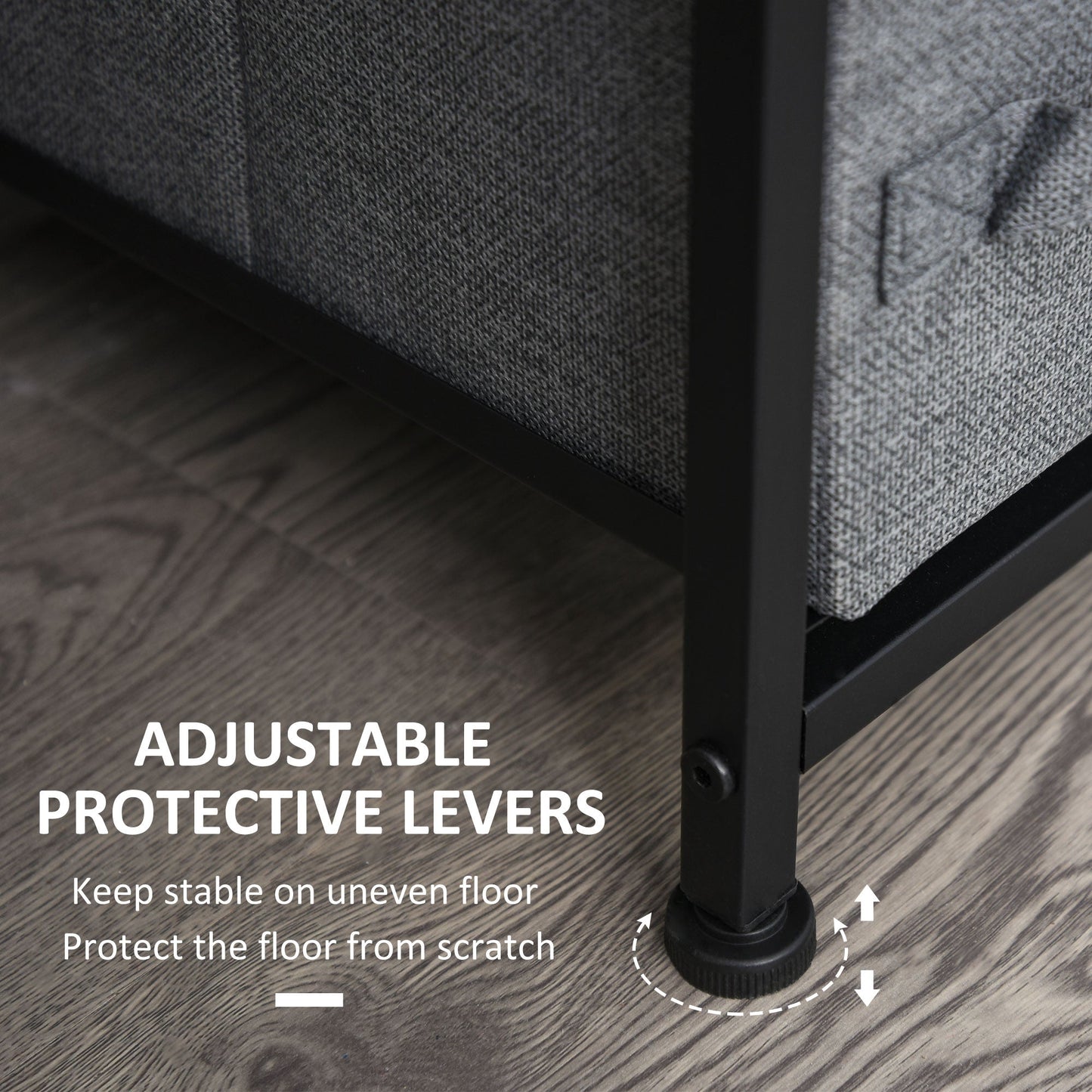 Chest of Drawers with 7 Drawers, Fabric Drawers with Large Storage Space, Drawers Dresser with Metal Frame, Adjustable Feet for Bedroom Living Room, Dark Grey