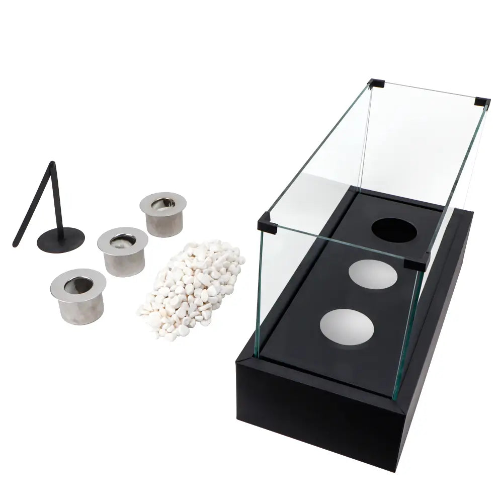 Rectangular Large Tabletop Fire Pit 18''L Portable Tabletop Fireplace