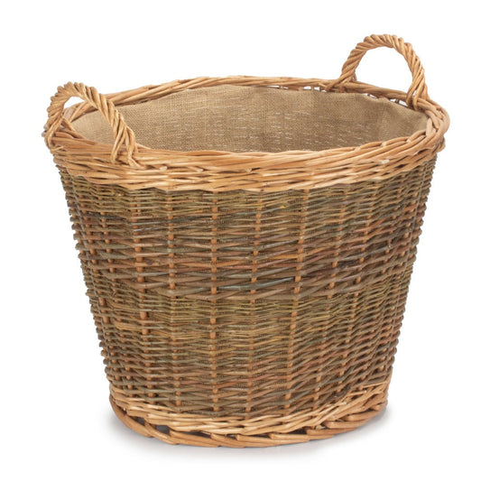 Unpeeled Willow Log Basket with Lining-0