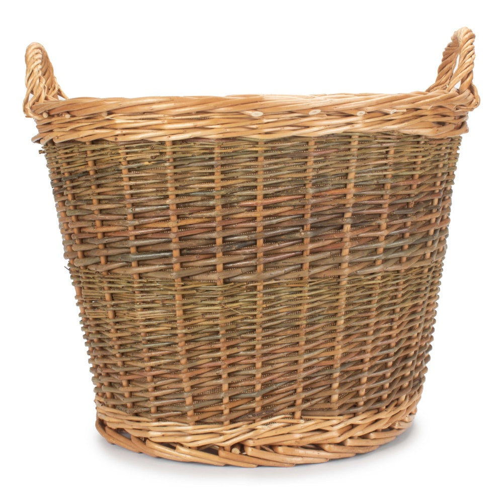 Unpeeled Willow Log Basket with Lining-2