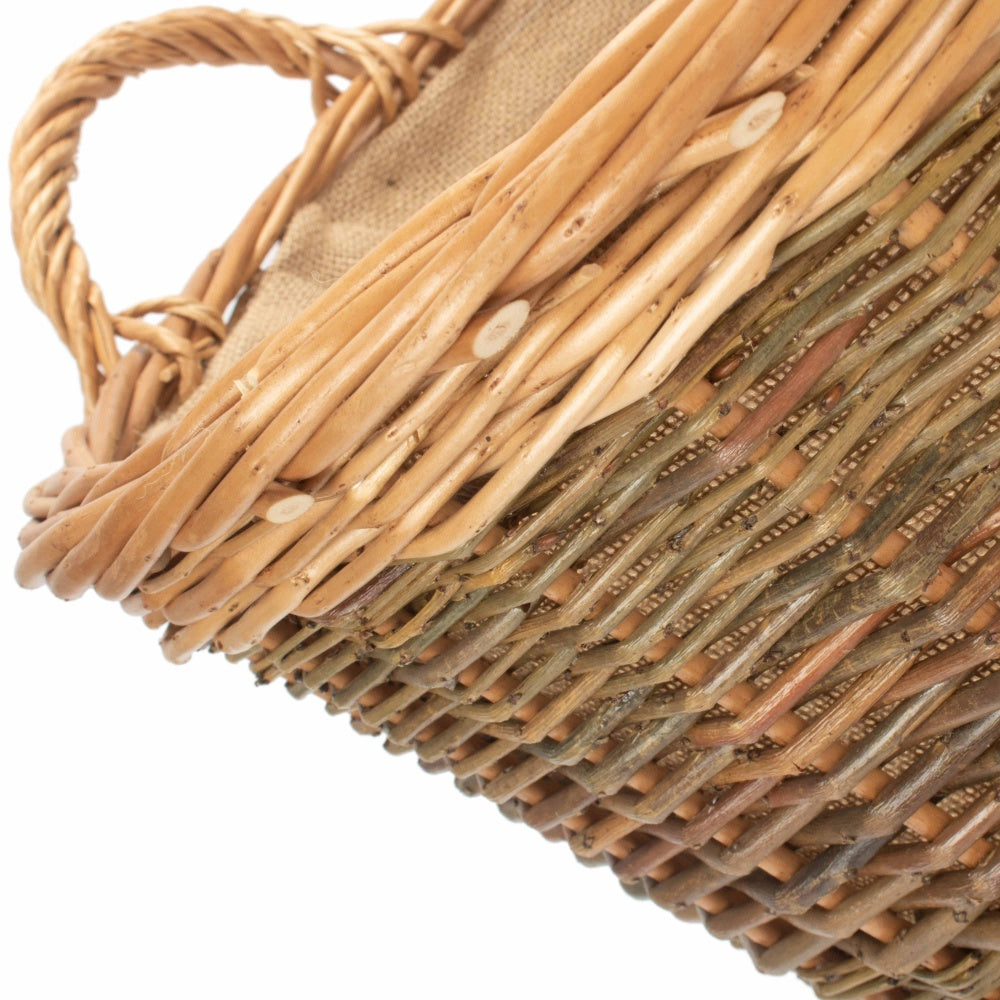 Unpeeled Willow Log Basket with Lining-3