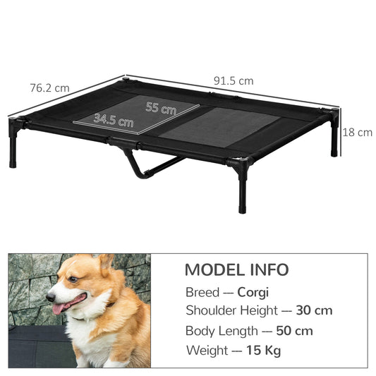 Large Elevated Pet Bed for Indoor and Outdoor Comfort - Black