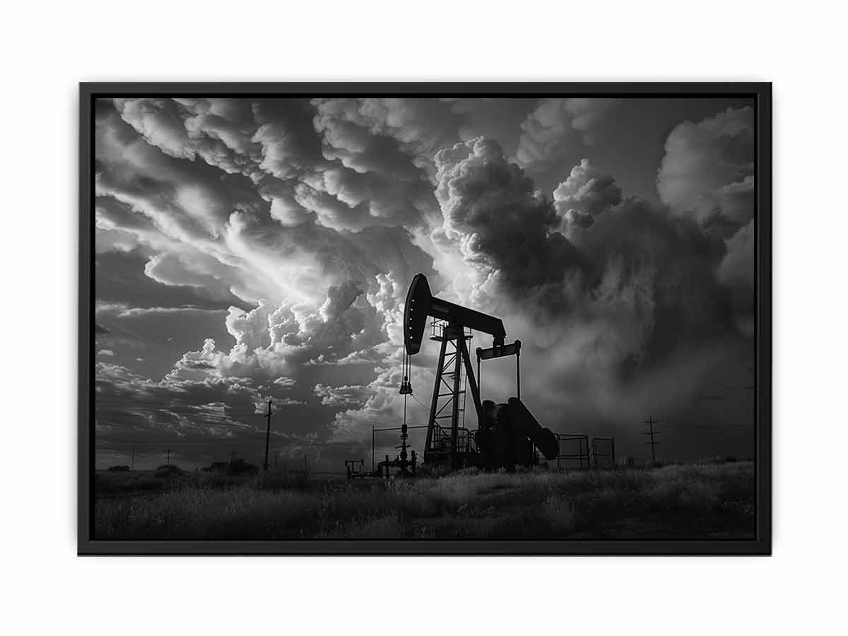 Oil Pump balck & white Photography  Canvas Art Print