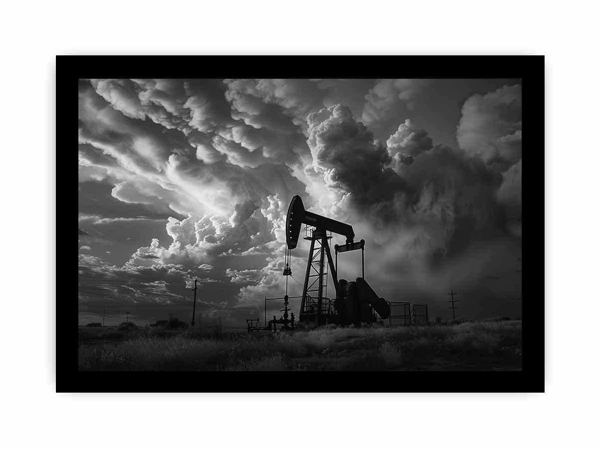 Oil Pump balck & white Photography  Canvas Art Print