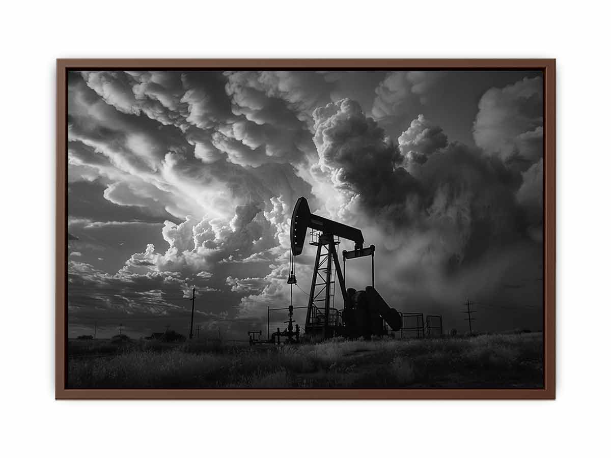 Oil Pump balck & white Photography  Canvas Art Print