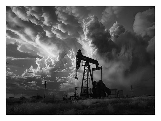 Oil Pump balck & white Photography  Canvas Art Print