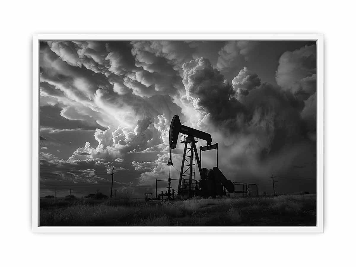 Oil Pump balck & white Photography  Canvas Art Print