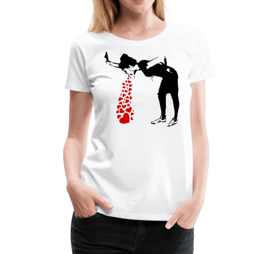 Banksy Lovesick Girl Throwing Up Hearts Artwork T-Shirt