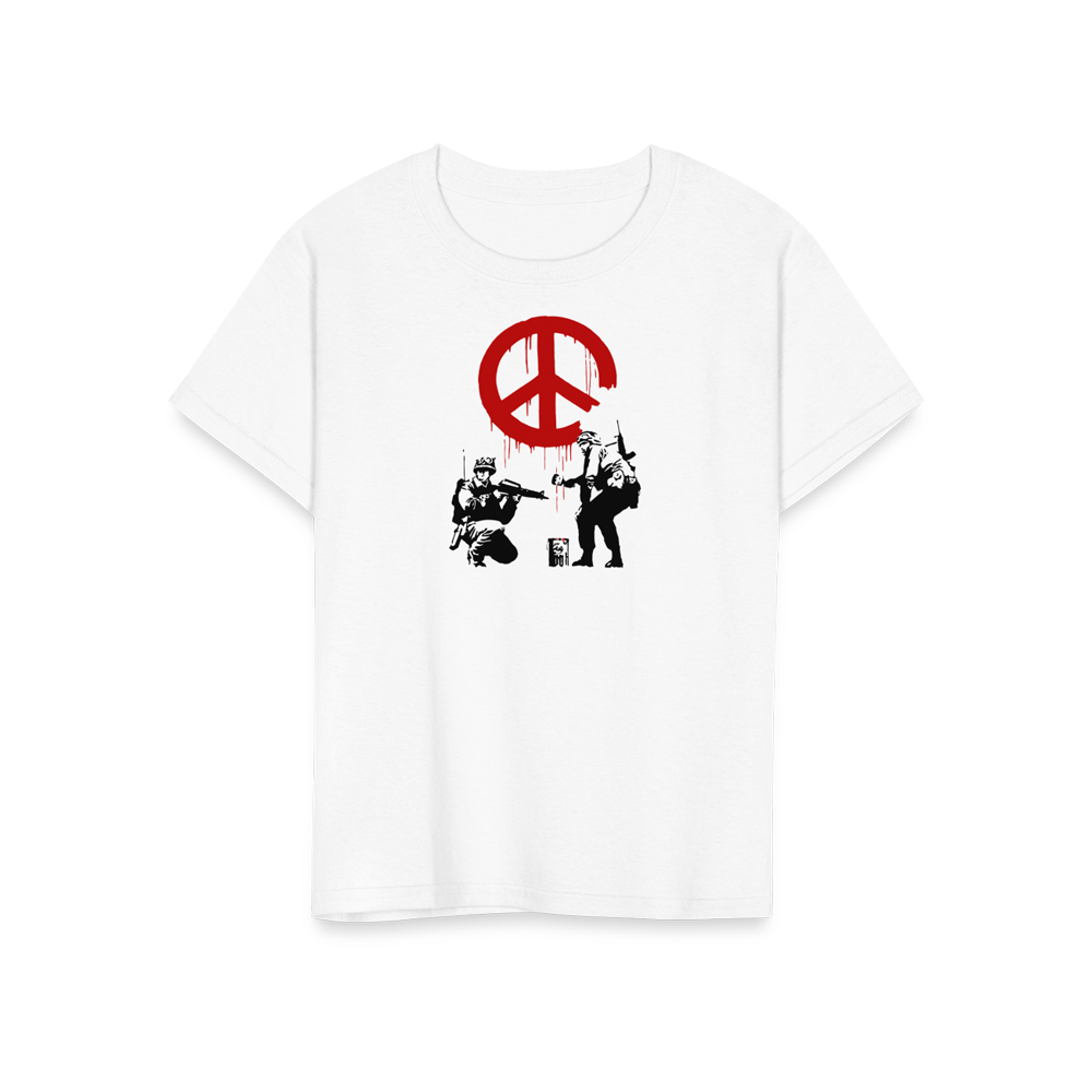 Banksy - Soldiers Painting Peace Symbol 2006 Artwork T-Shirt