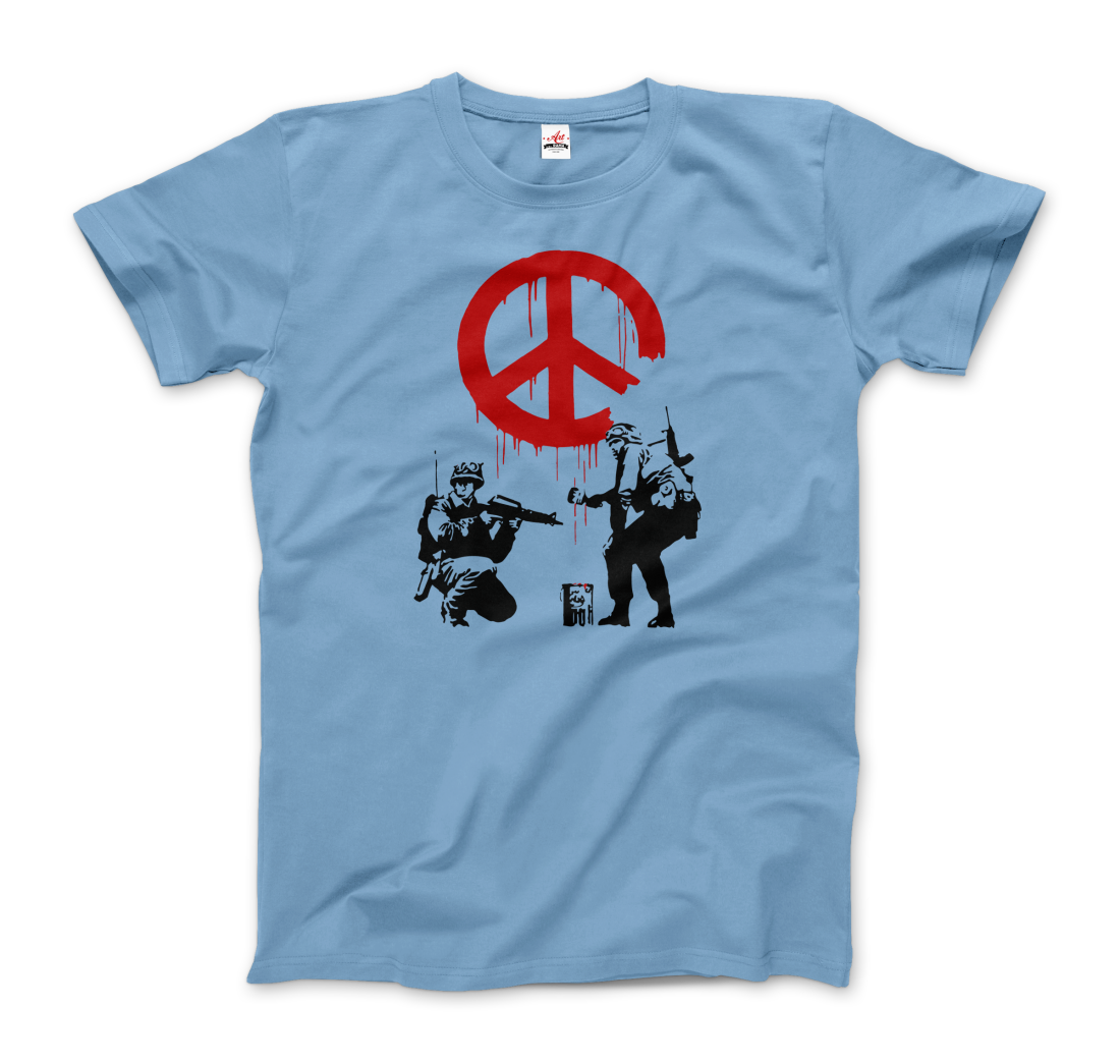Banksy - Soldiers Painting Peace Symbol 2006 Artwork T-Shirt