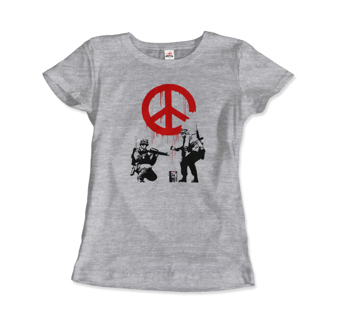 Banksy - Soldiers Painting Peace Symbol 2006 Artwork T-Shirt