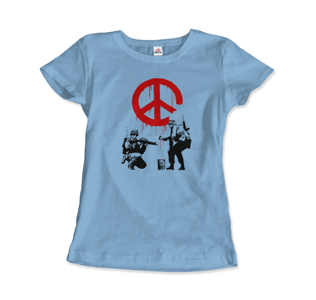 Banksy - Soldiers Painting Peace Symbol 2006 Artwork T-Shirt
