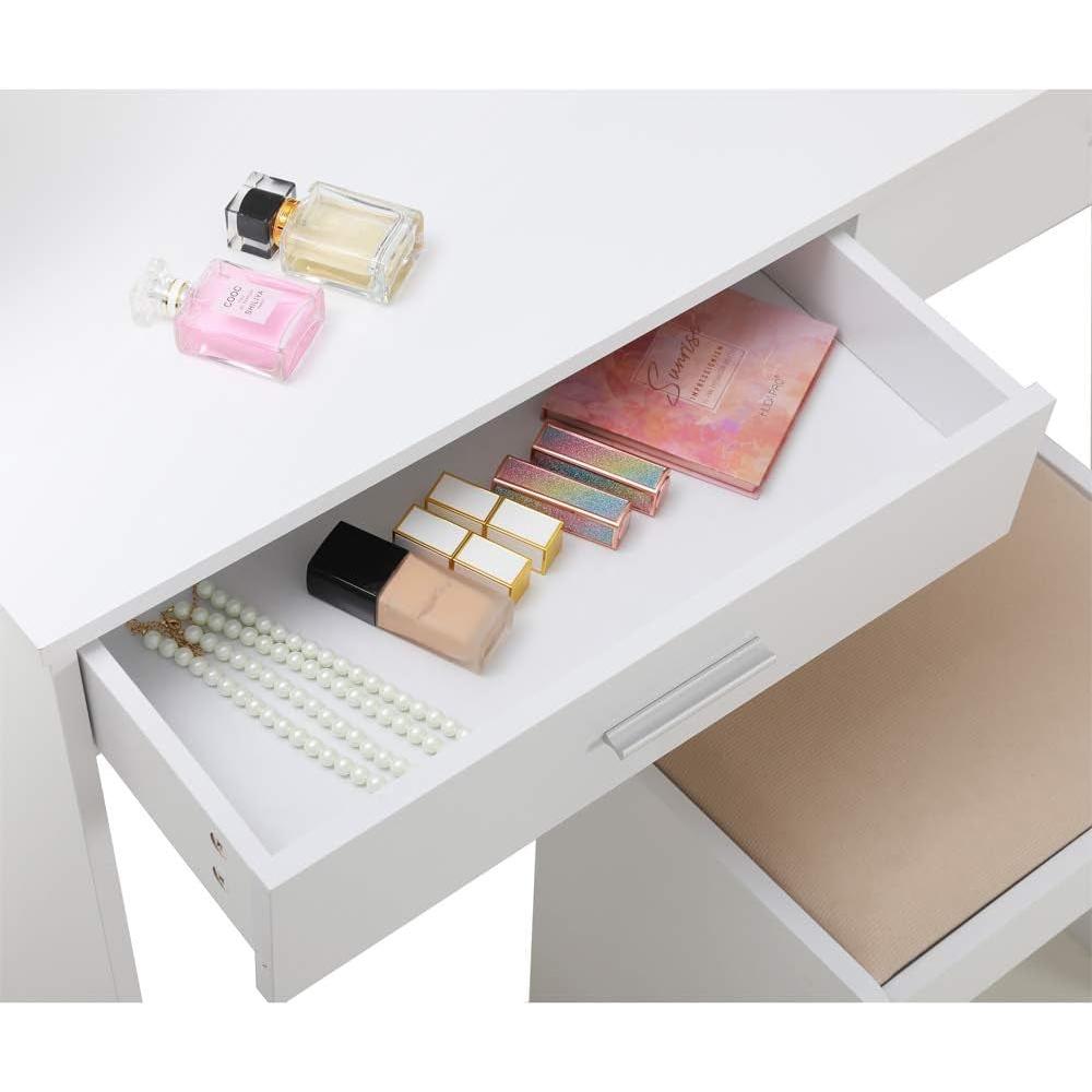 Vanity Set With 10 LED Lights White For Bedroom Makeup