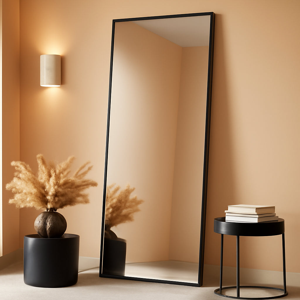 56 Inch Full Length Floor Mirror Black For Bedroom Living Room
