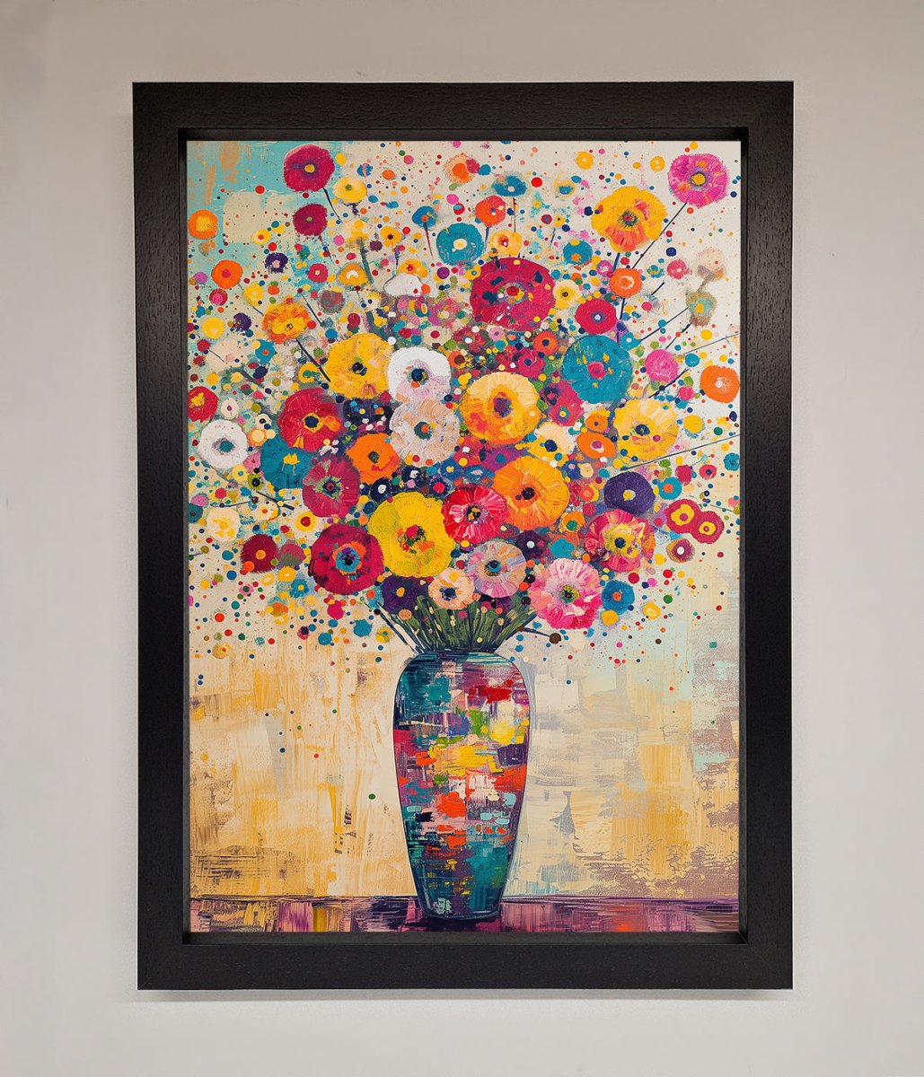 Klimt Style Flowers Framed Poster