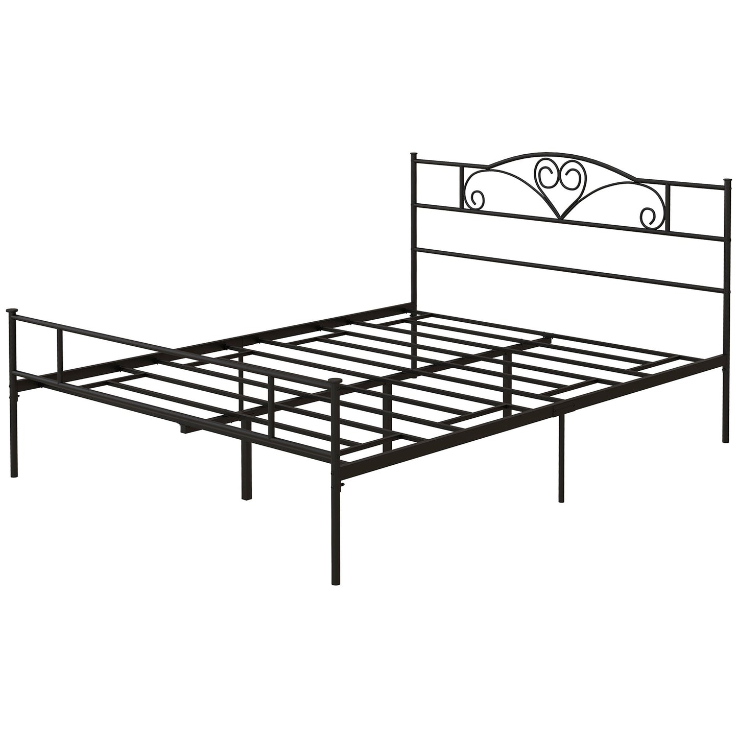 King Size Metal Bed Frame with Underbed Storage - Black