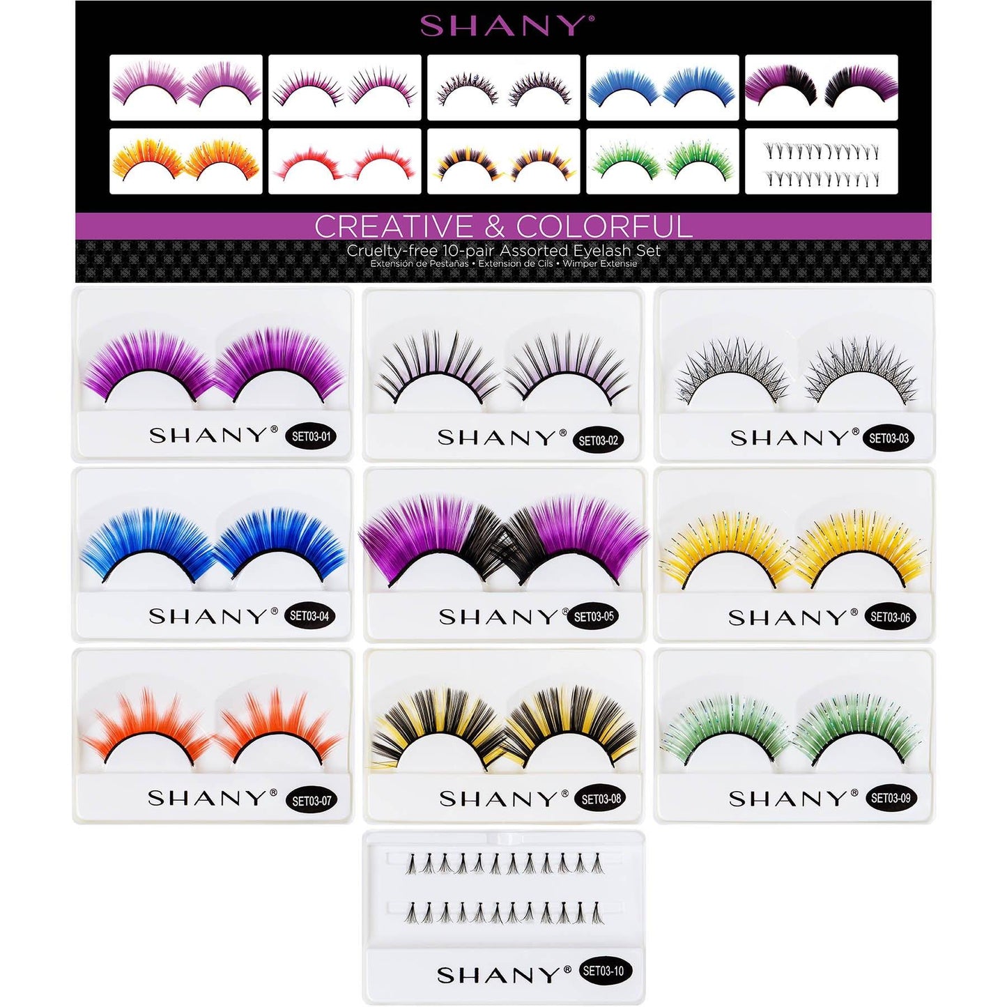 Eyelash extend - set of 10 assorted reusable eyelashes