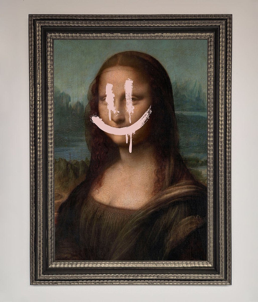 Smiley Mona Framed Poster
